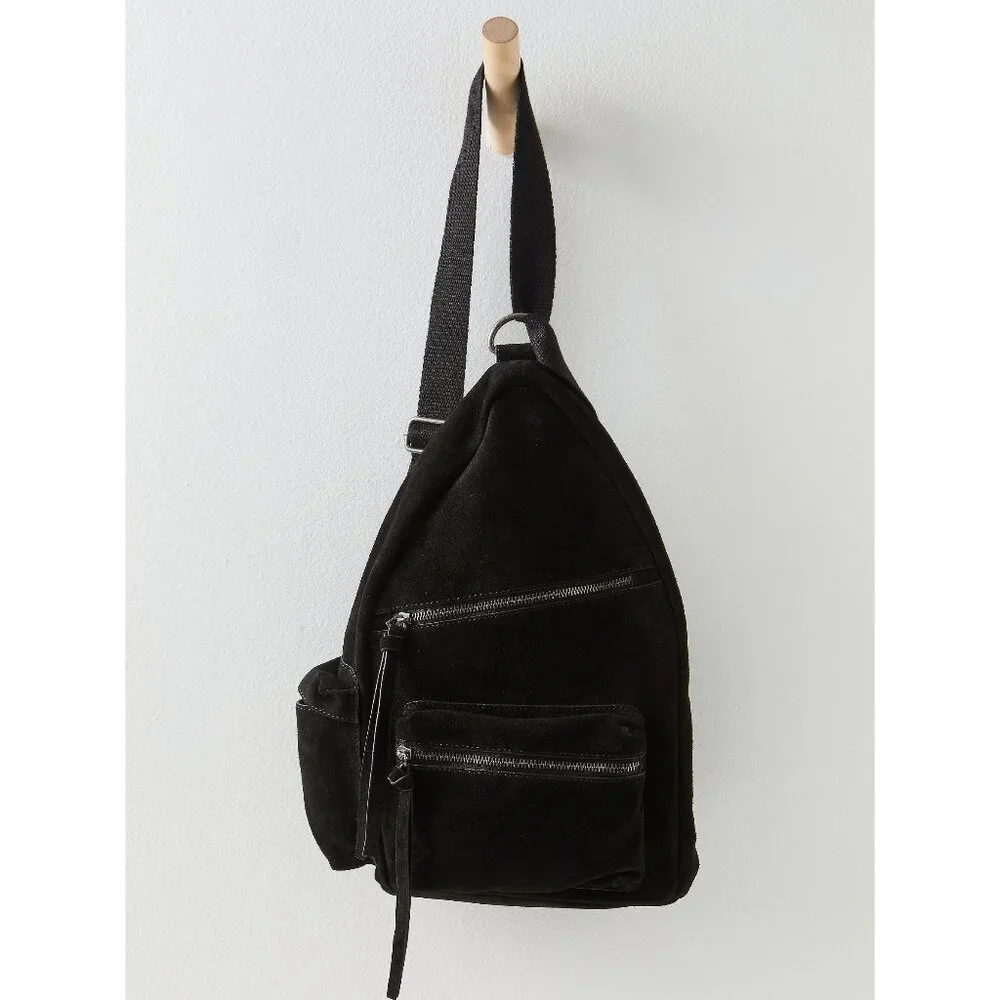 NWT Free People Oxford Suede Sling Black Shoulder Bag